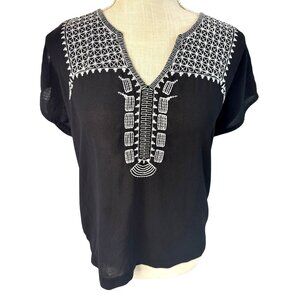Ariat Womens Black & White Embroidered Top S